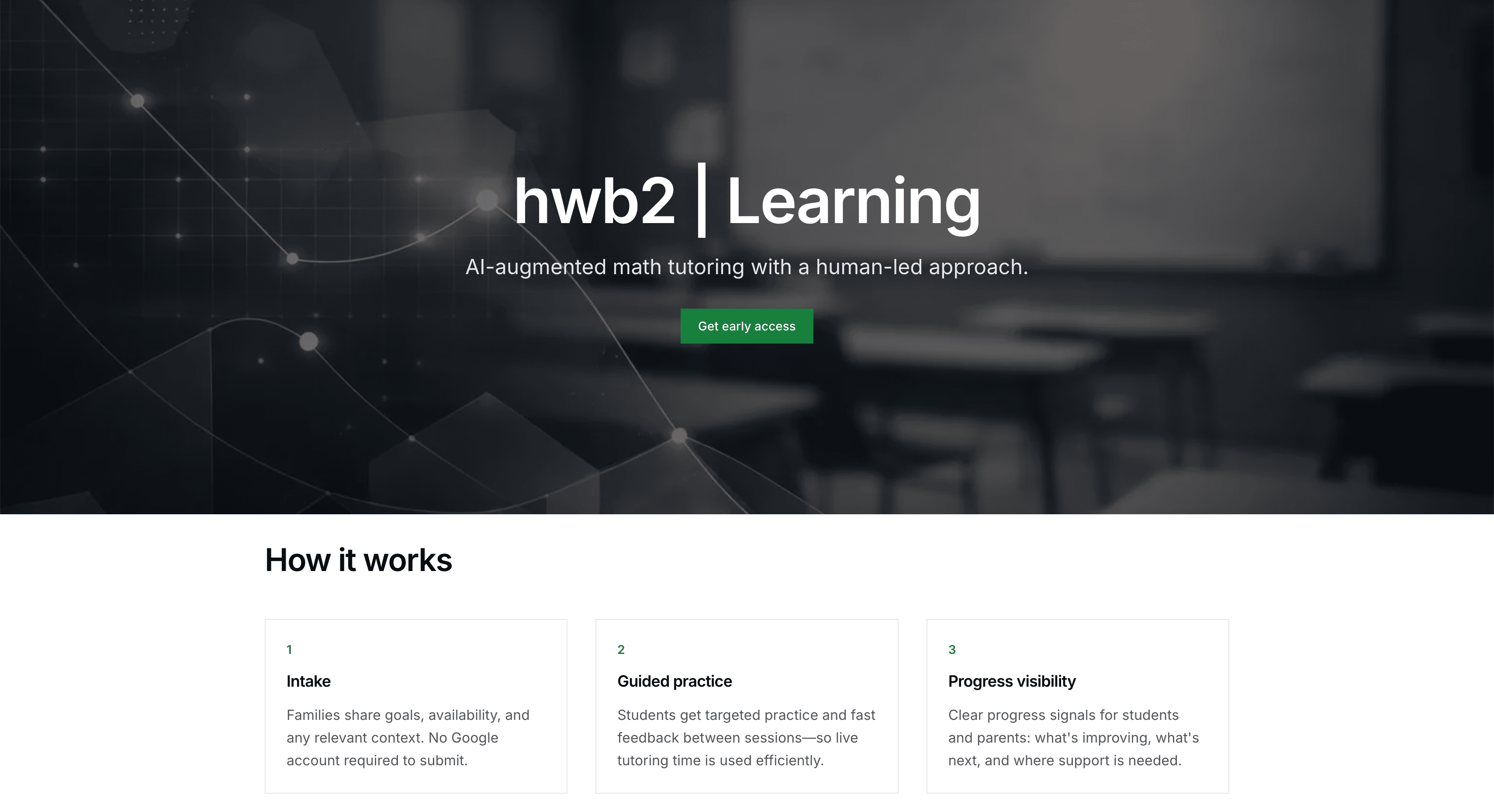 The rebuilt hwb2learning.com homepage